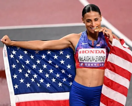 The American sprinter clocks quickest female 400m in 40 years to claim championship title